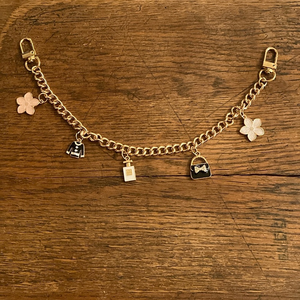 Purse/Bag Chain with Flowers, Sweater, Perfume Bottle & Handbag Charms NWOT